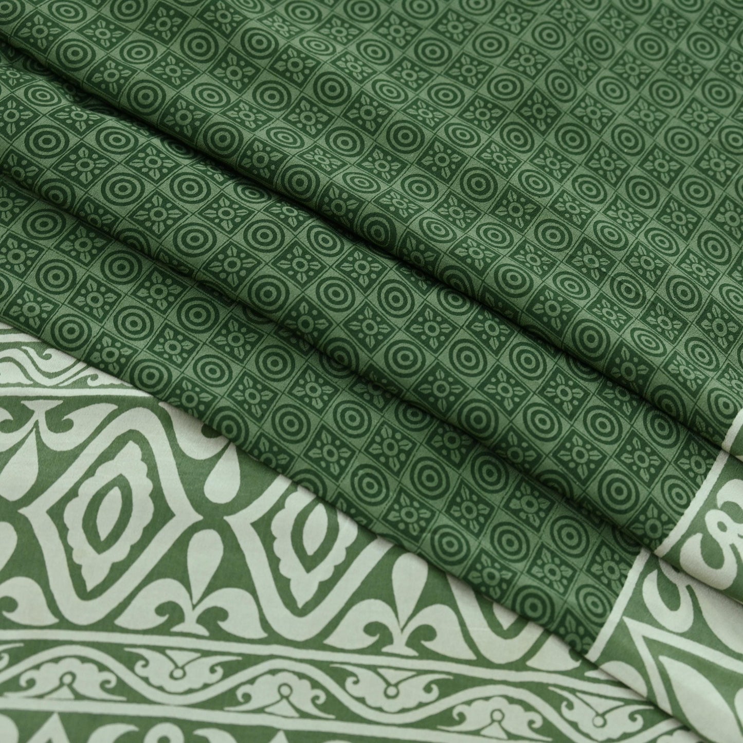 Indian Vintage Sari Green Pure Crepe Silk Printed Saree 5yd Sewing Floral Soft Craft Fabric Wrap Dress making Crafting Quilting