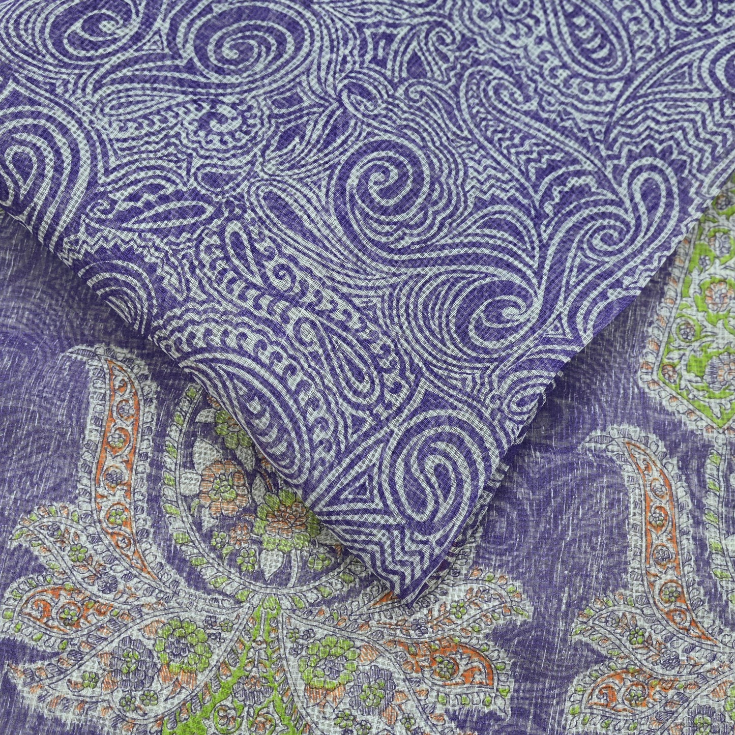 Indian Vintage Sari White & Purple Printed Pure Cotton Saree Craft Fabric 5Yd Sewing Sarong Wrap Boho Paisley Dress making Quilting Crafting