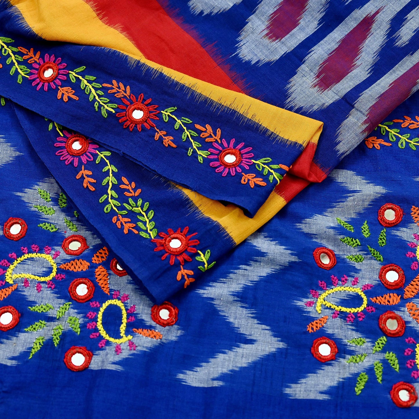 Indian Vintage Dupatta Blue & White Long Stole Hand woven Sambalpuri Ikat Kantha Hijab Pure Cotton Scarves Veil