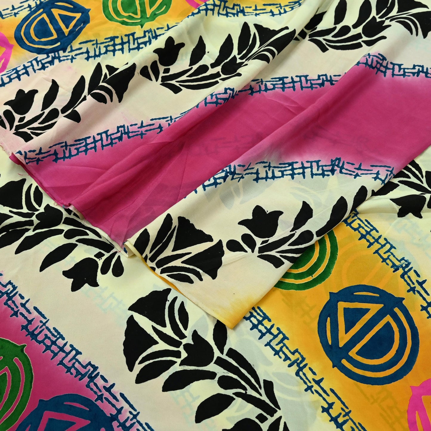 Indian Vintage Sari Ivory & Pink Pure Crepe Silk Printed Saree 5yard Sewing Floral Soft Craft Fabric Wrap Dress making Crafting Quilting