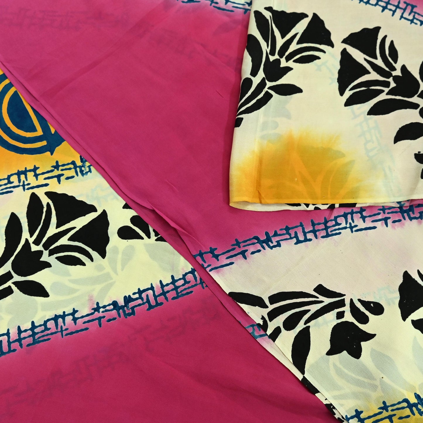 Indian Vintage Sari Ivory & Pink Pure Crepe Silk Printed Saree 5yard Sewing Floral Soft Craft Fabric Wrap Dress making Crafting Quilting