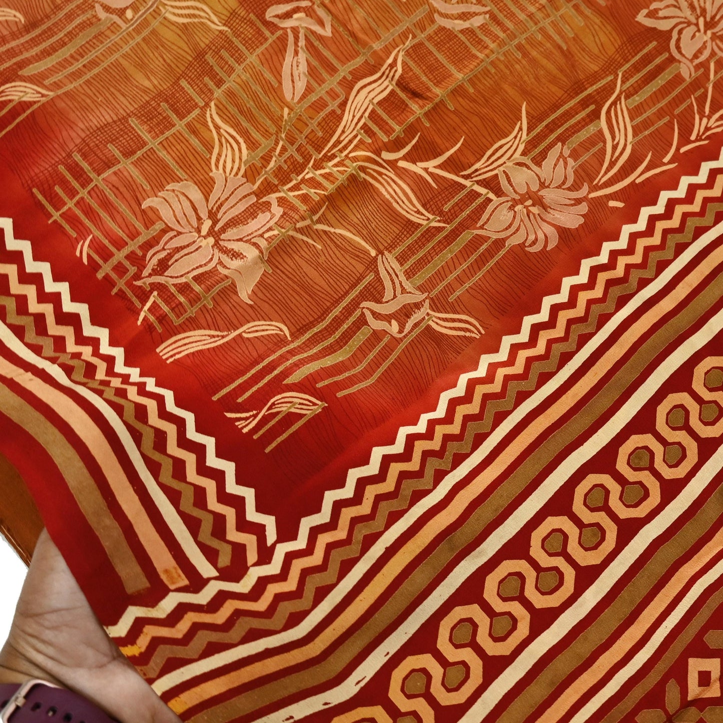 Indian Vintage Sari Pure Crepe Silk Block Printed Saree 5yd Sewing Quilting Floral Soft Craft Fabric Wrap Dress making Crafting Quilting