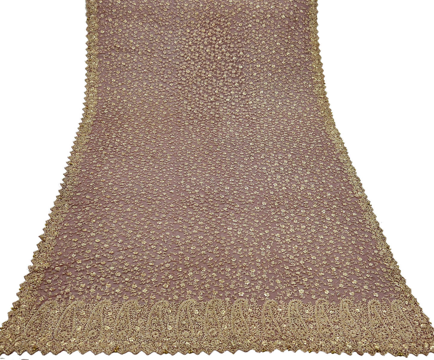 Indian Vintage Heavy Wedding Maroon Dupatta Net Mesh Long Stole Hand Embroidered Scarves Golden Zardozi Zari Sequins Dridal Veil Hijab
