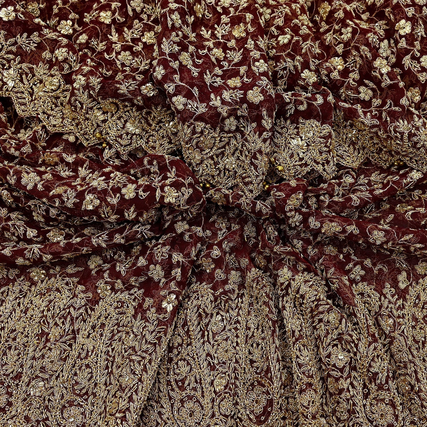 Indian Vintage Heavy Wedding Maroon Dupatta Net Mesh Long Stole Hand Embroidered Scarves Golden Zardozi Zari Sequins Dridal Veil Hijab