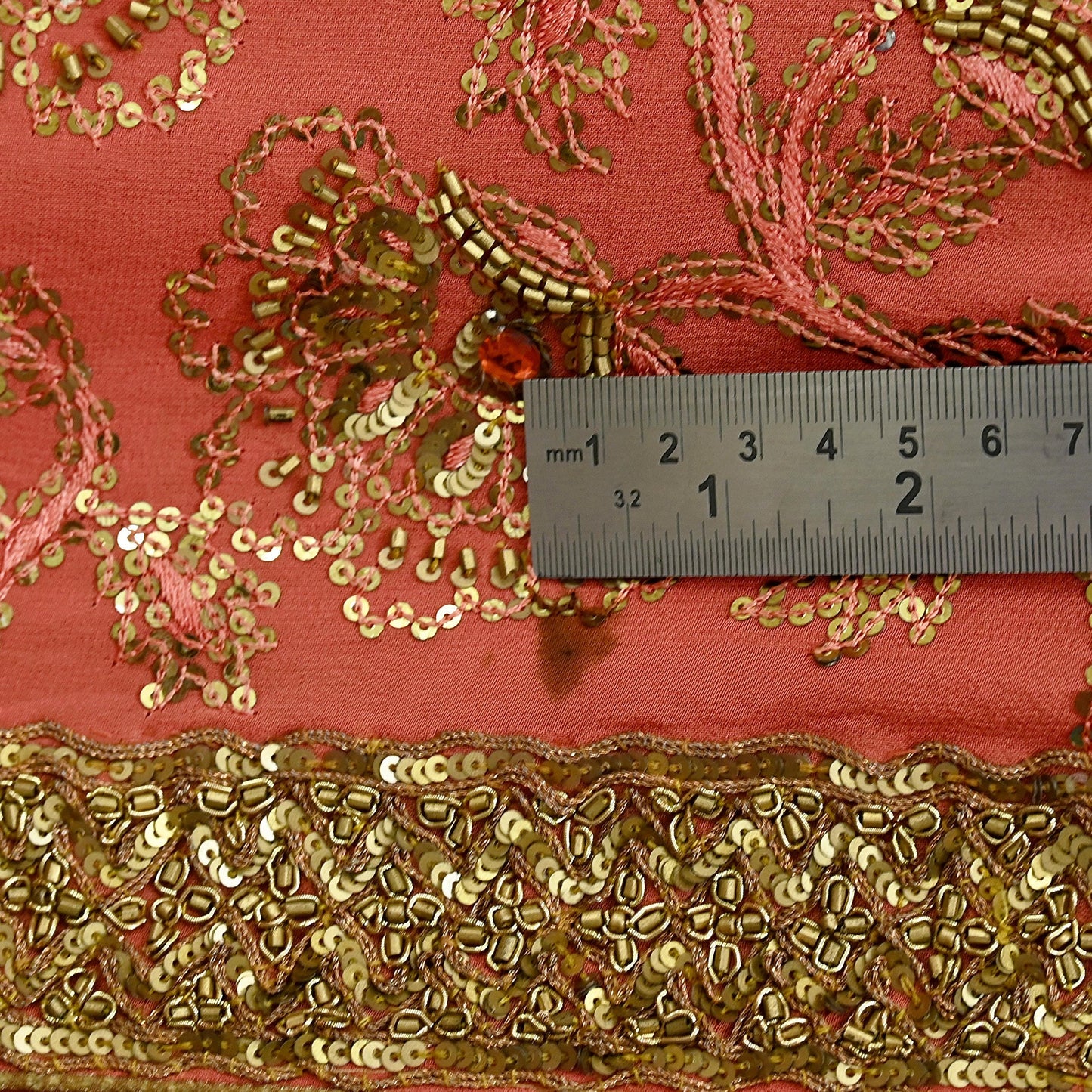 Indian Vintage Heavy Sarees Peach Pure Georgette Silk Hand Embroidered Sari Fabric 5Yd Sewing Ethnic Zardozi/dabka zari Wedding sarees
