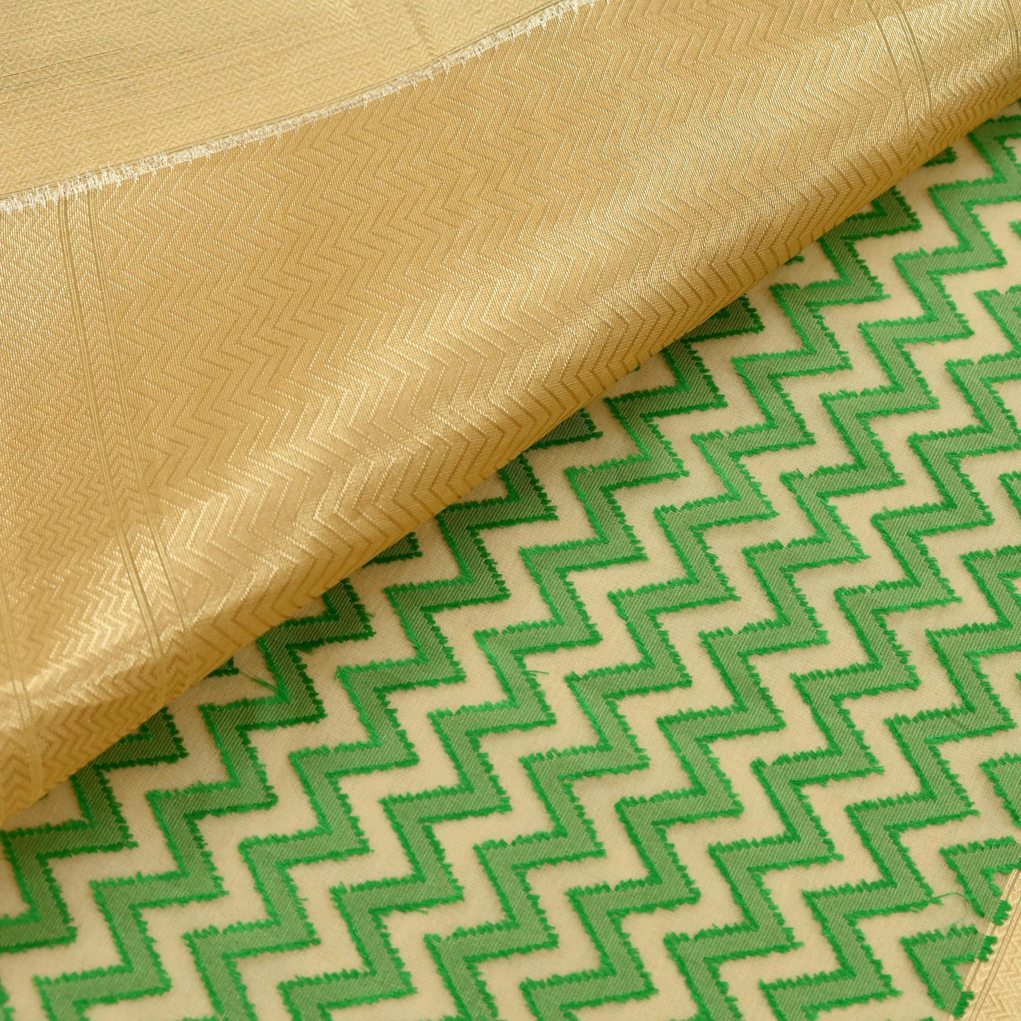 Indian Vintage Sari Beige Hand Woven 100% Pure Organza Silk Saree Craft Fabric 6Yd Dress Making Crafting Quilting Upcycle Zari