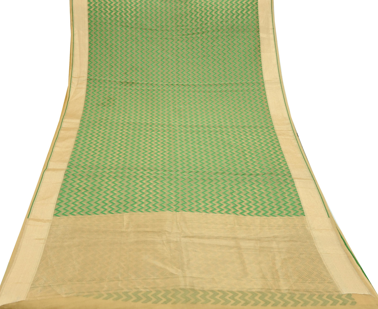 Indian Vintage Sari Beige Hand Woven 100% Pure Organza Silk Saree Craft Fabric 6Yd Dress Making Crafting Quilting Upcycle Zari