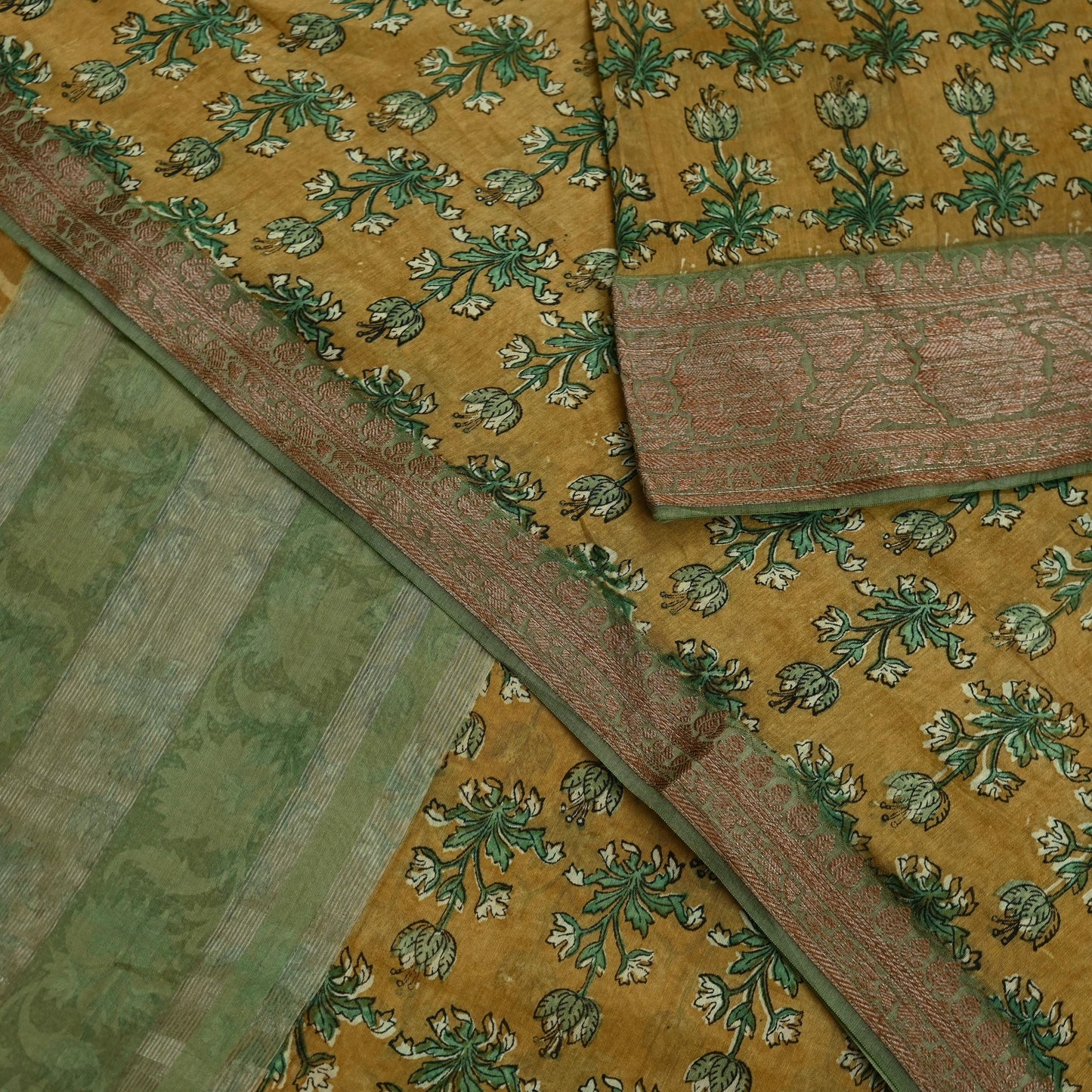 Indian Vintage Sari Pure chanderi Silk Block Printed Sarees Craft Fabric 5Yd Zari Border Floral Dress making bollywood silk sarees