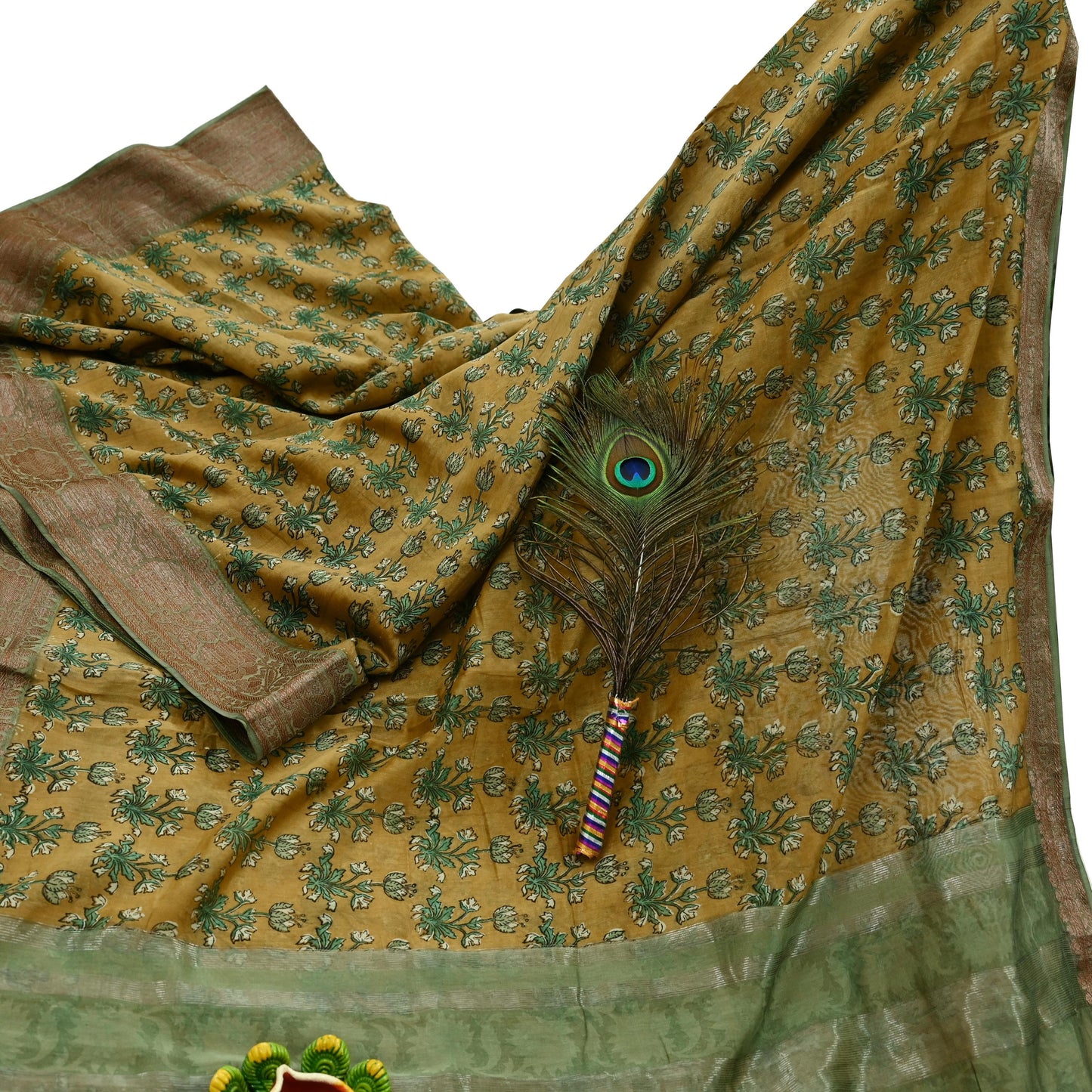 Indian Vintage Sari Pure chanderi Silk Block Printed Sarees Craft Fabric 5Yd Zari Border Floral Dress making bollywood silk sarees