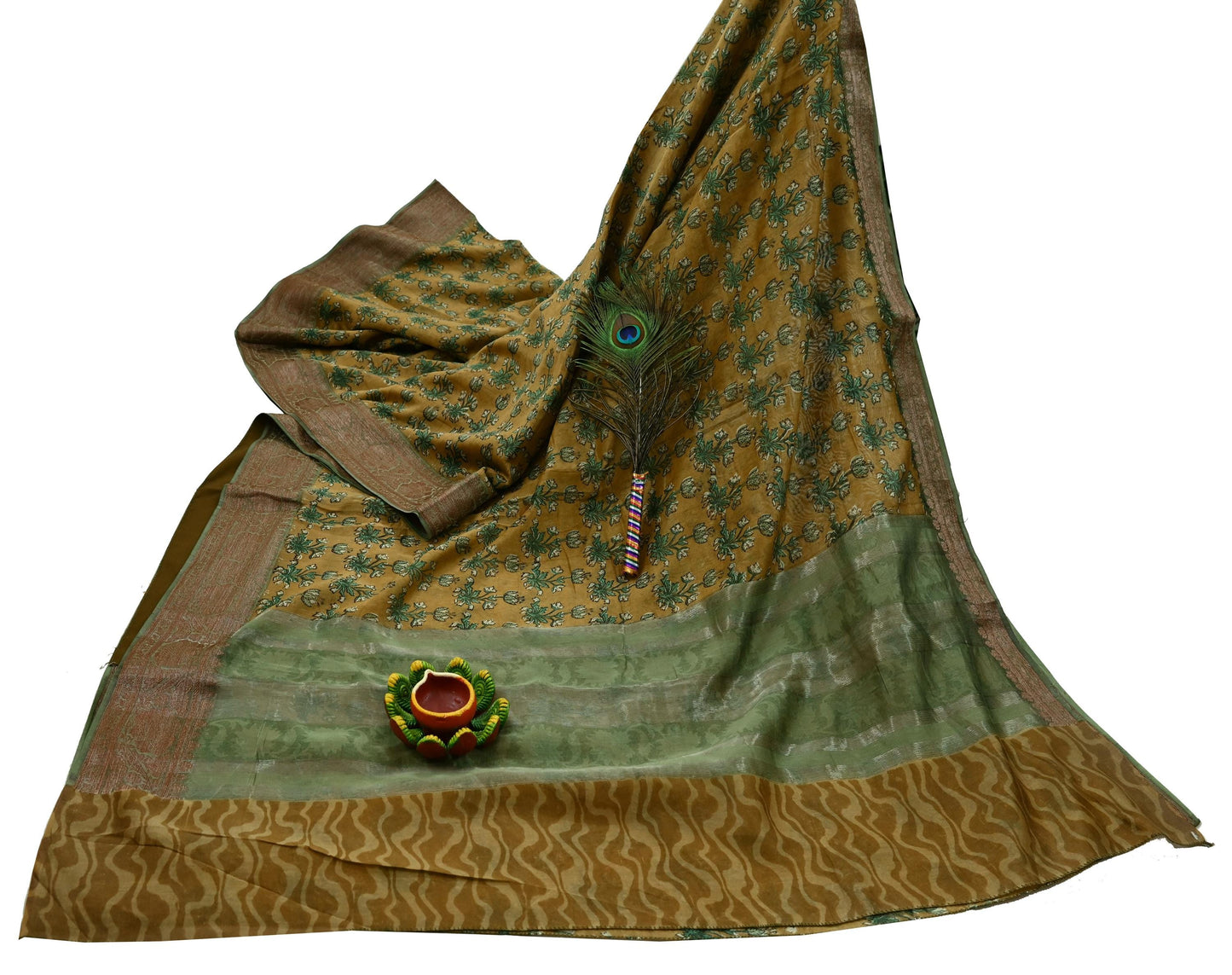 Indian Vintage Sari Pure chanderi Silk Block Printed Sarees Craft Fabric 5Yd Zari Border Floral Dress making bollywood silk sarees
