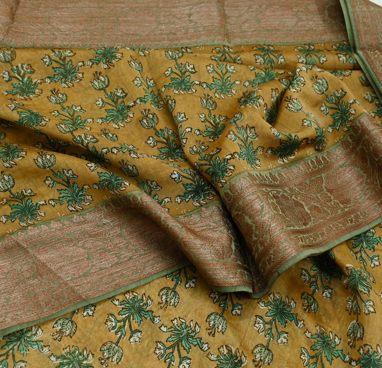 Indian Vintage Sari Pure chanderi Silk Block Printed Sarees Craft Fabric 5Yd Zari Border Floral Dress making bollywood silk sarees