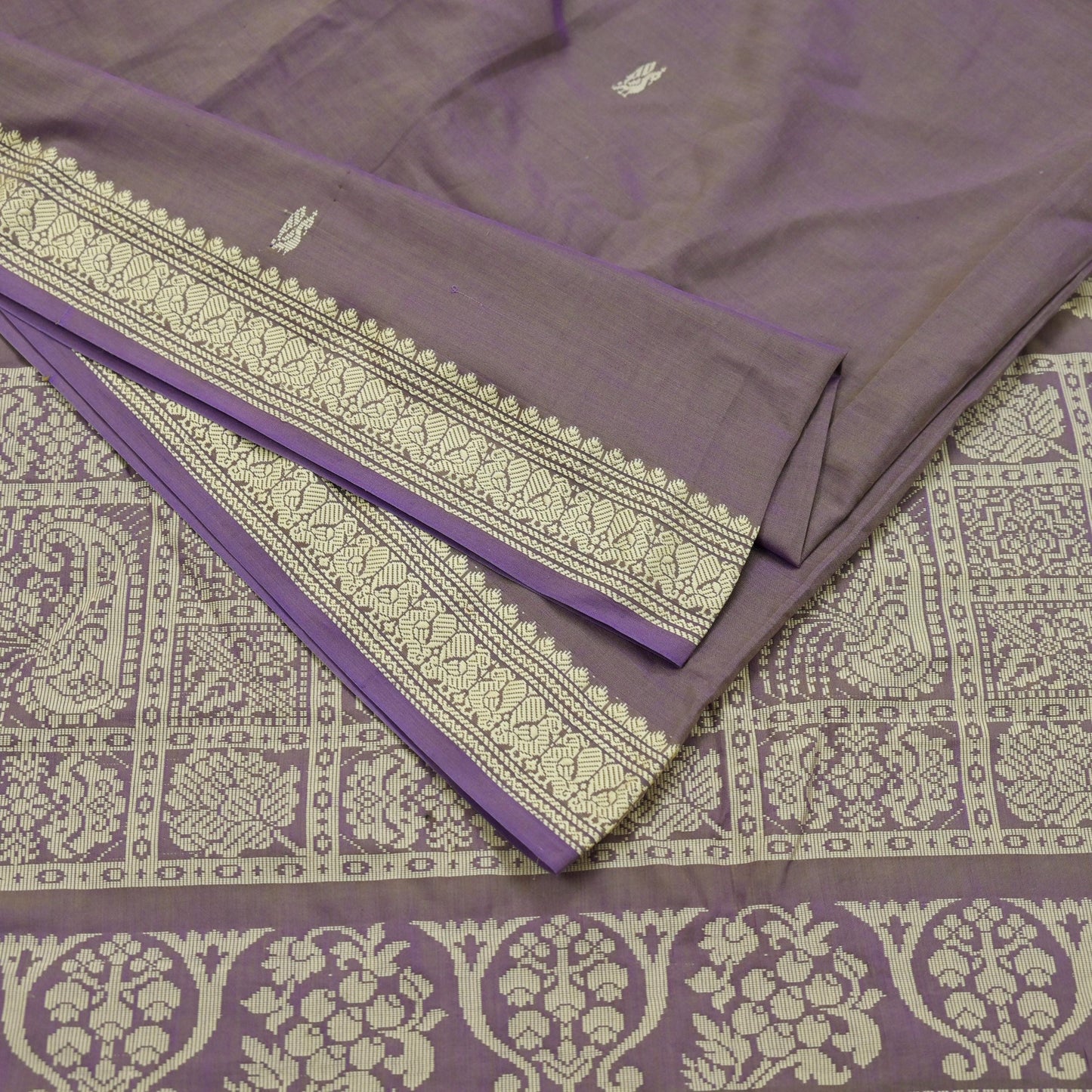 Indian Vintage Sari Purple Pure Cotton Hand Woven Sarees Craft Fabric 5yd Ethnic Floral Crafting Upcycle Quilting Dress Making Quilting