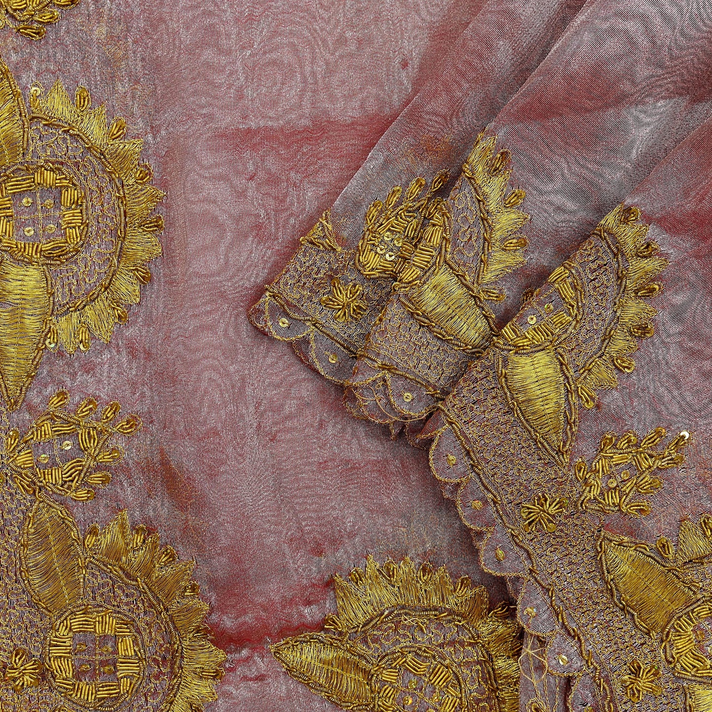 Indian Vintage Dupatta Pink Long Stole Hand Embroidered Tissue Scarves Veil Zardozi Zari Soft Scarf Wrap Boho