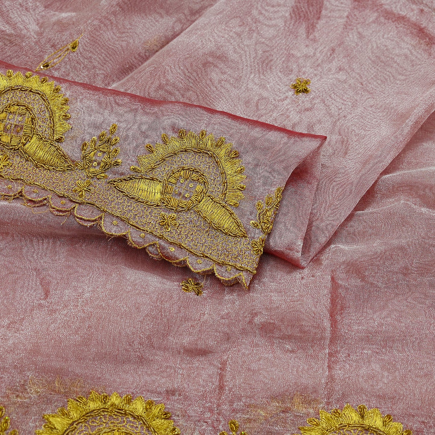 Indian Vintage Dupatta Pink Long Stole Hand Embroidered Tissue Scarves Veil Zardozi Zari Soft Scarf Wrap Boho