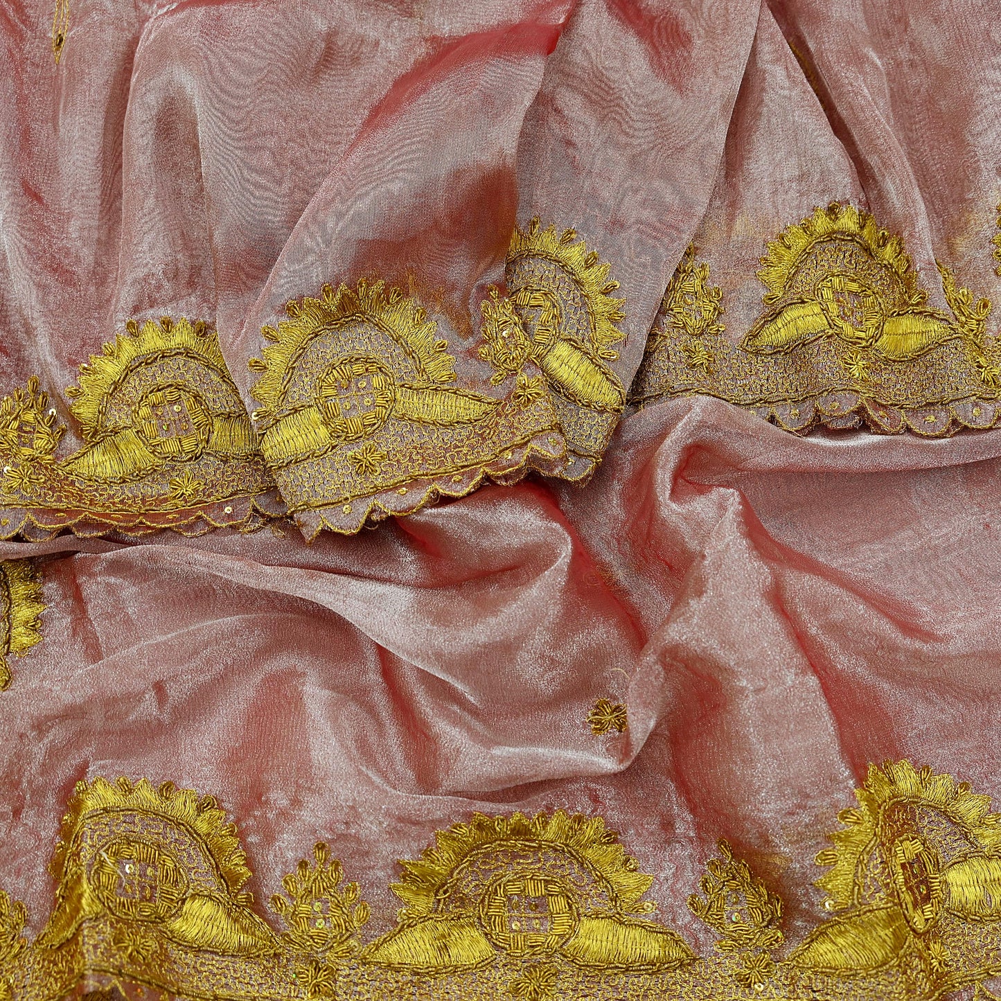 Indian Vintage Dupatta Pink Long Stole Hand Embroidered Tissue Scarves Veil Zardozi Zari Soft Scarf Wrap Boho