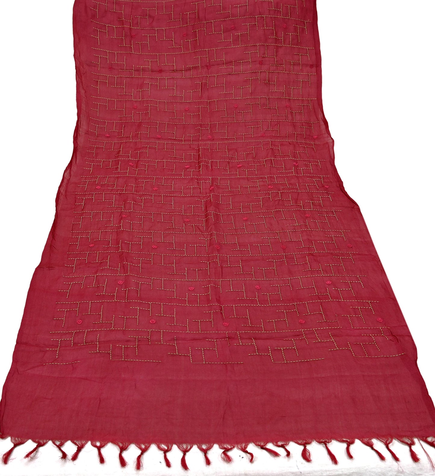 Indian Vintage Pink Dupatta Pure silk Long Stole Hand Embroidered Scarves Floral Design Stole Veil Wrap