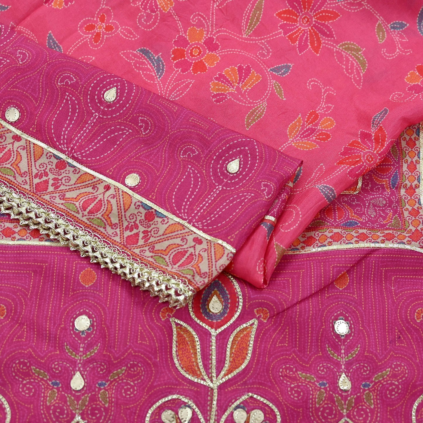 Indian Vintage Pink & Peach Dupatta Long Stole Blend Silk Embroidered Scarves Veil Scarf Wrap Hippie Boho Soft Floral