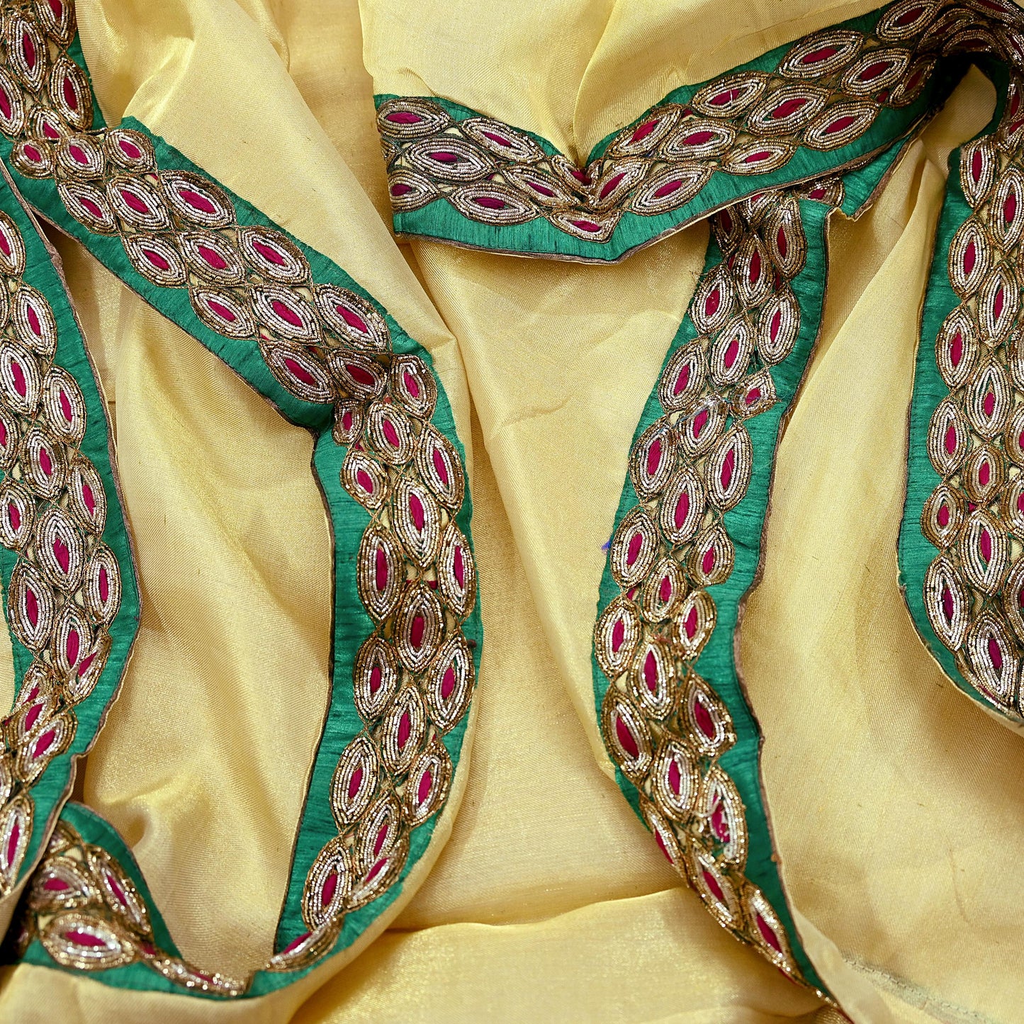 Indian Vintage Heavy Golden Dupatta Tissue Silk Long Stole Hand Embroidered Designer By Sabyasachi Veil Scarves Wedding/Bridal Wear