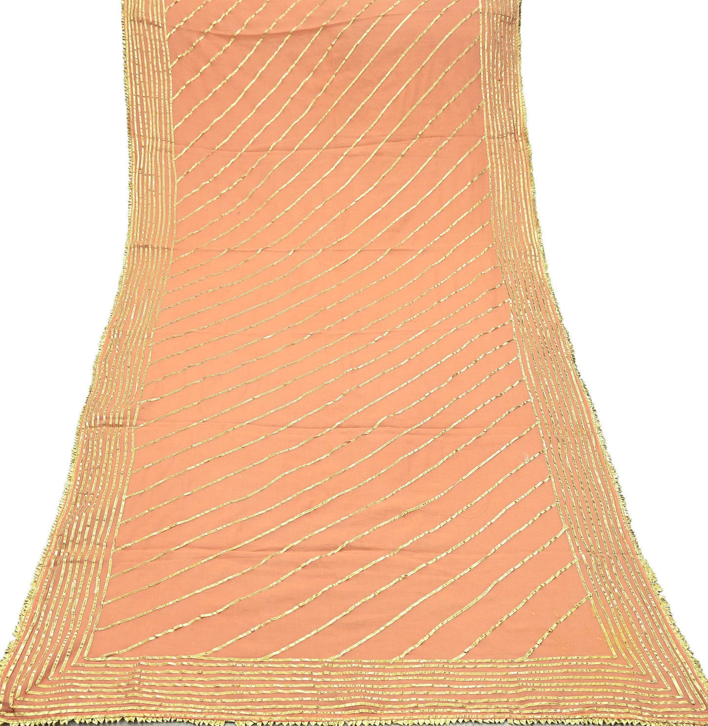 Indian Vintage Dupatta Peach Pure Cotton Long Stole Gota Patti Work Scarves Veil Soft