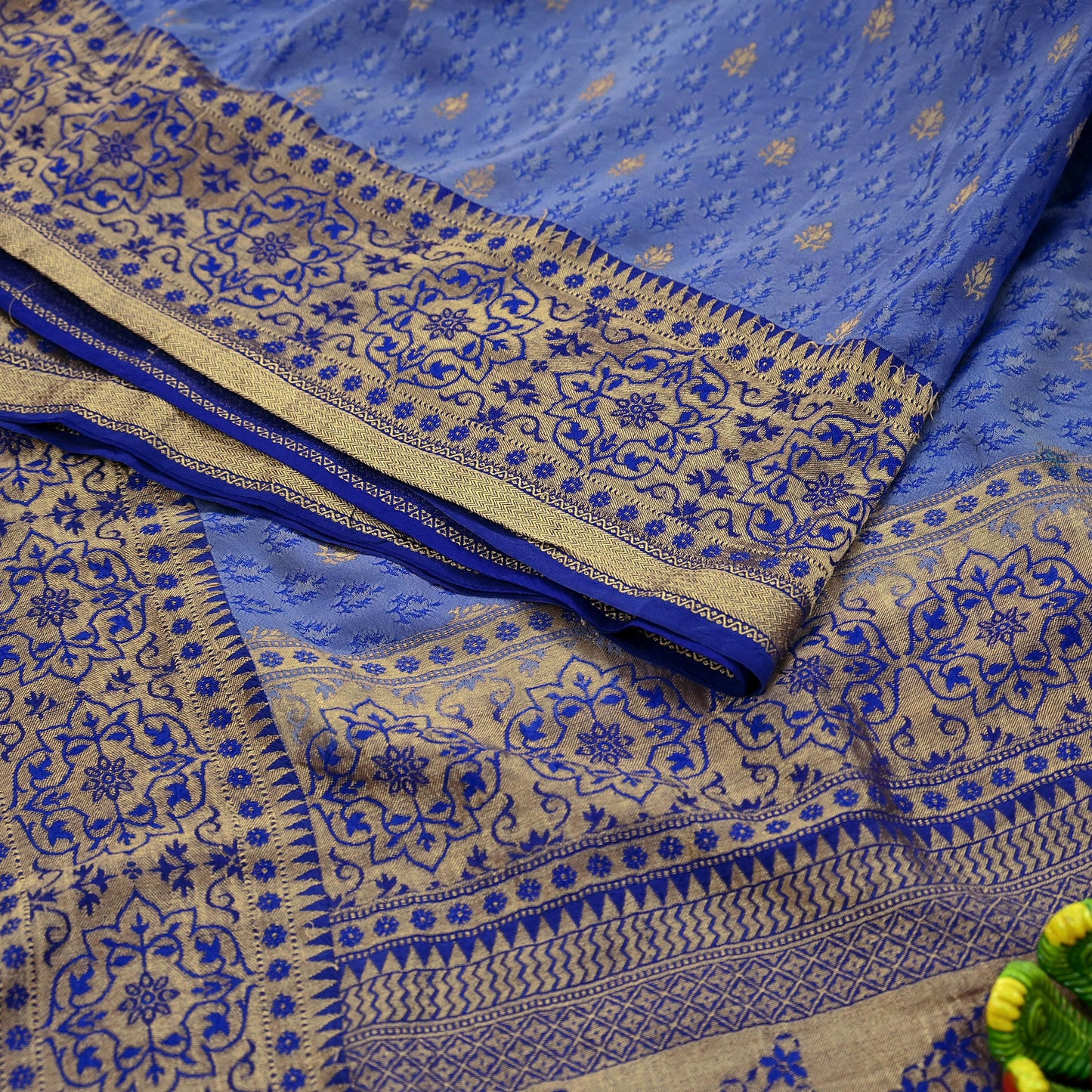 Indian Vintage Heavy Blue Saree Pure Silk Hand Woven Sari Craft Fabric 5Yd Sewing Soft Ethnic Zari Dress Making Wedding Sari