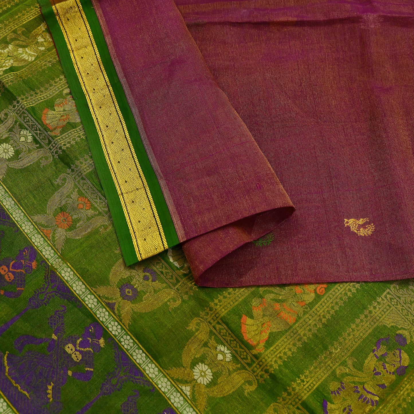 Indian Vintage Heavy Green & Pink Kanjivaram Saree 100% Pure Silk Sari Zari 5Yd Floral Crafting Dress making Crafting Bollywood sari