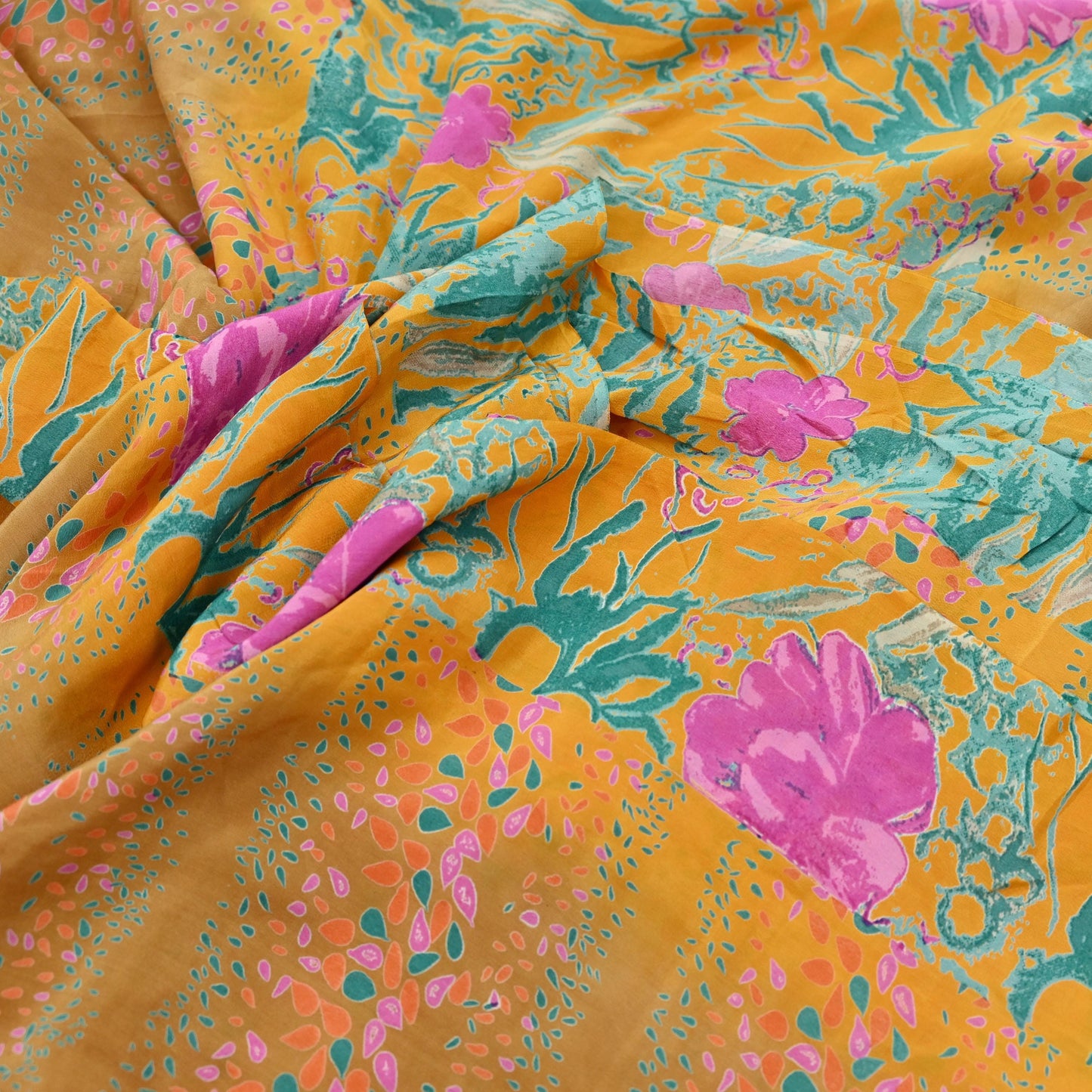 Indian Vintage Sari Beige Pure Crepe Silk Printed Sarees 5yd Sewing Floral Soft Craft Fabric Wrap Dress making Crafting Quilting Used