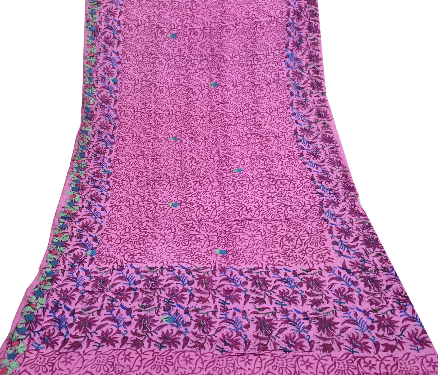 Women Indian Vintage Pink Dupatta Long Stole Pure silk Block Printed Dupatta Veil Scarves soft Boho Wrap Dressmaking