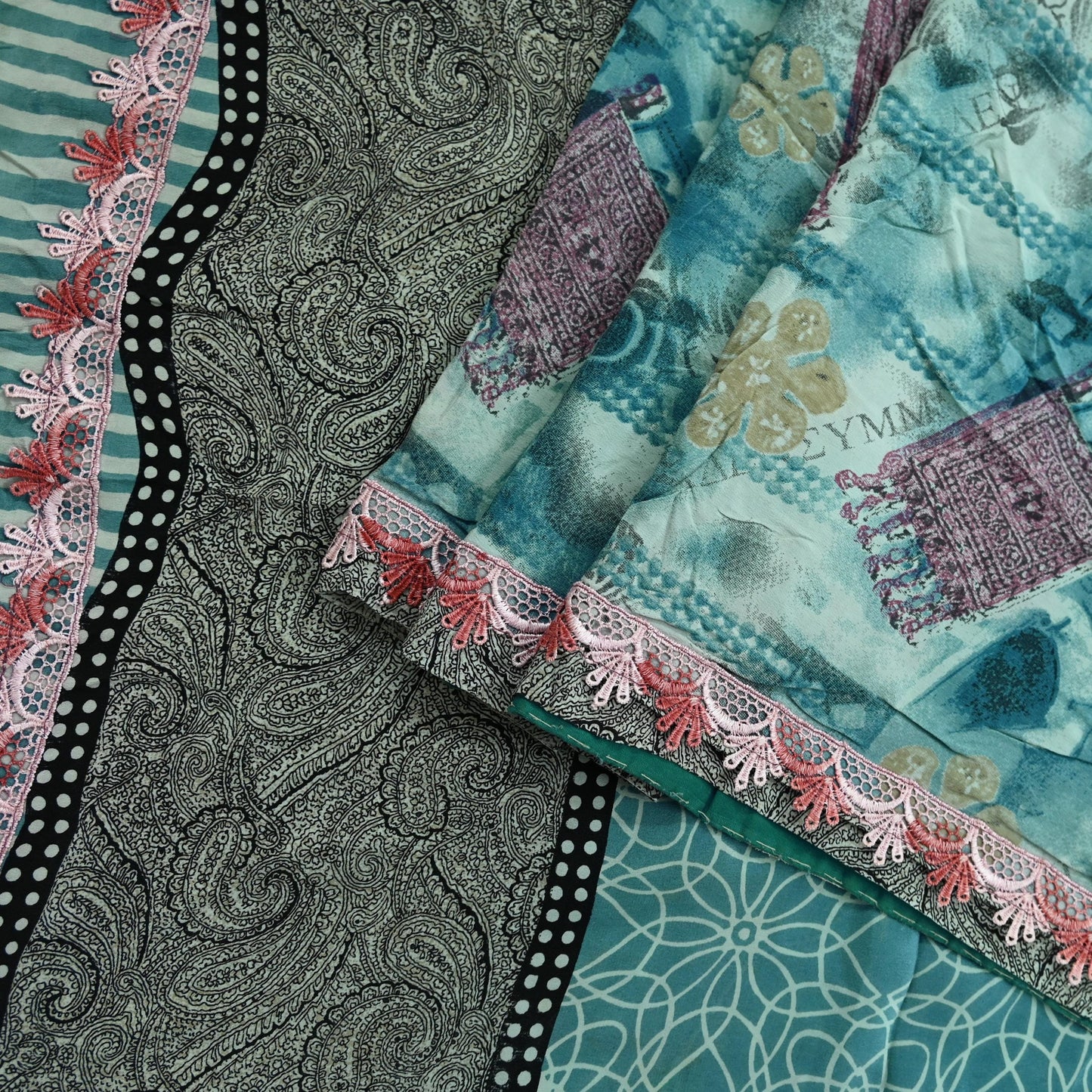 Indian Vintage Sari Blue Pure Crepe Silk Printed Saree 5yd Sewing Floral Soft Craft Fabric Wrap Dress making Crafting Quilting
