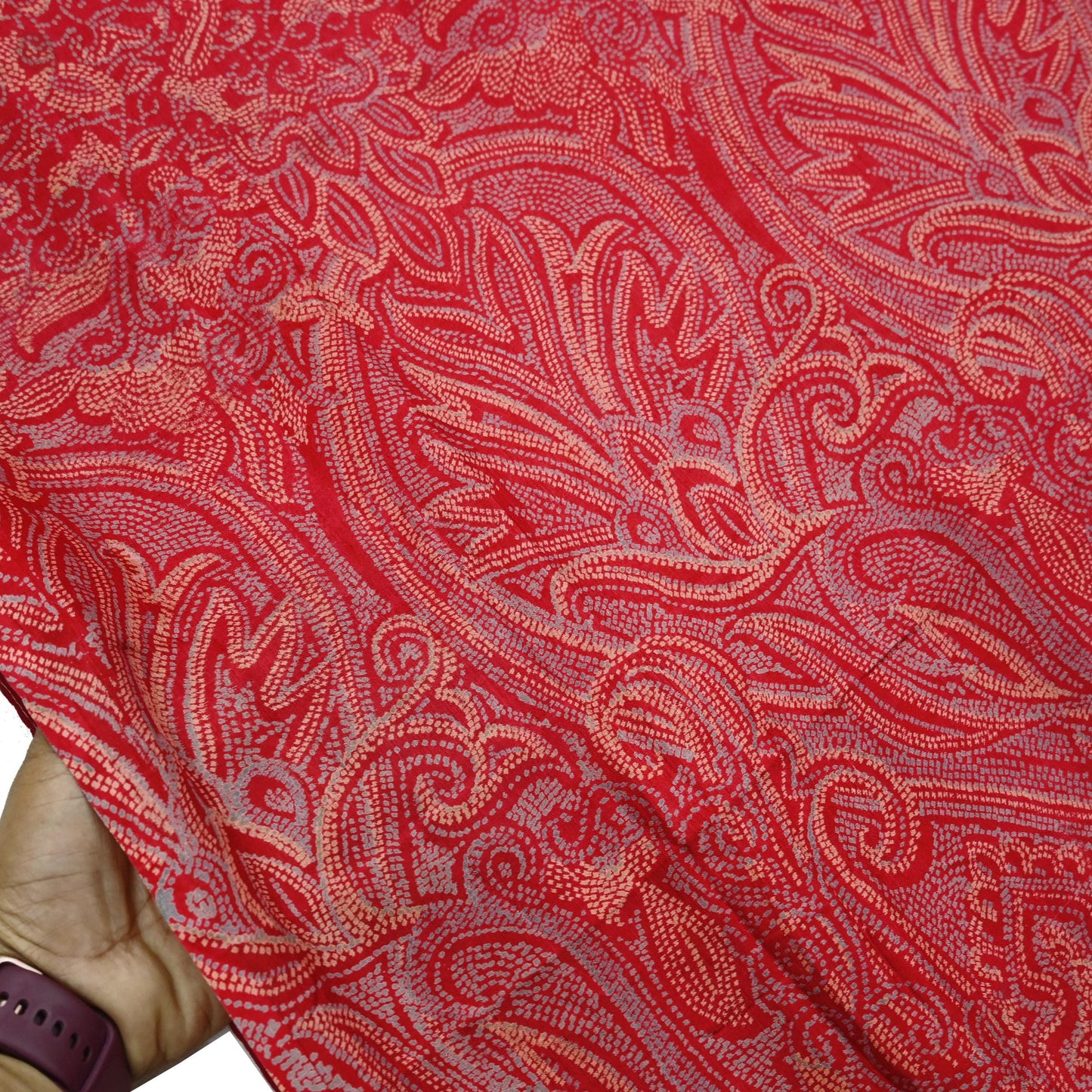 Indian Vintage Sari Red 100% Pure Silk Printed Saree Craft Fabric 6yd Sewing DressMaking Soft Floral Crafting Quilting Upcycle