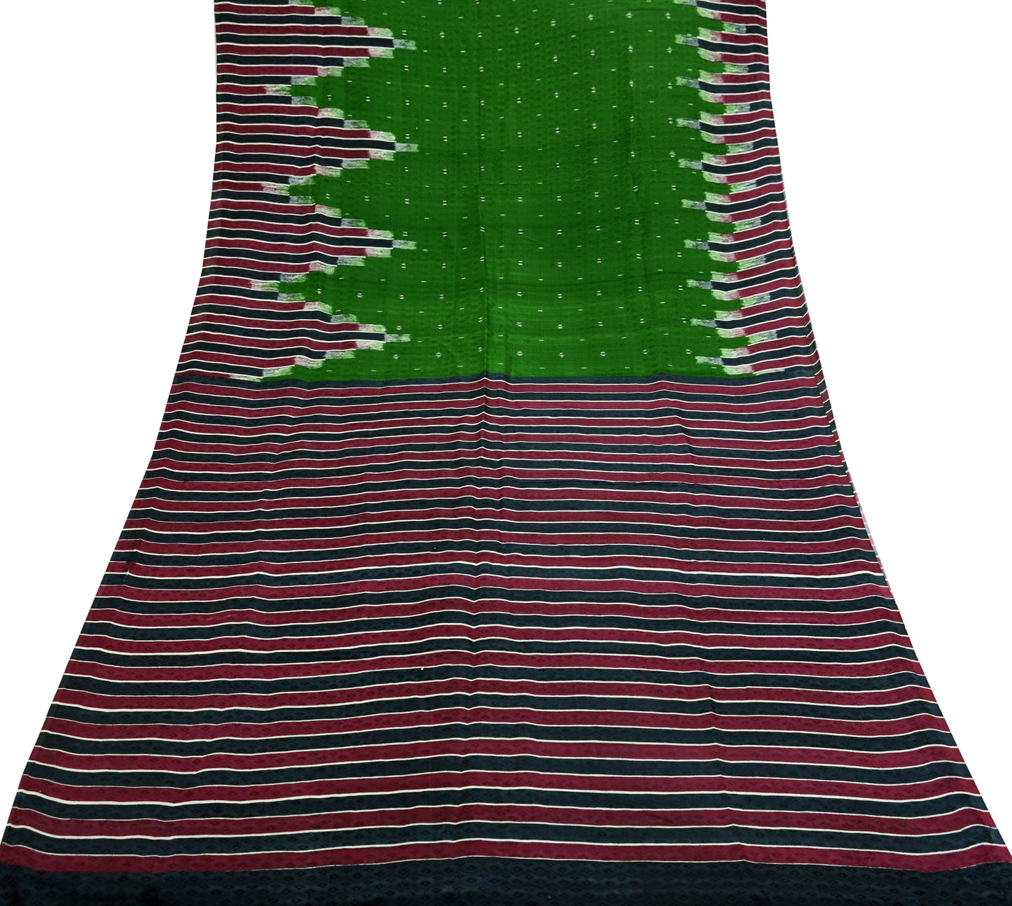 Indian Vintage Sari Green Pure Silk Printed Sarees 6yd Sewing Craft Fabric Dress Making Soft Floral Wrap Upcycle Used Quilting Crafting