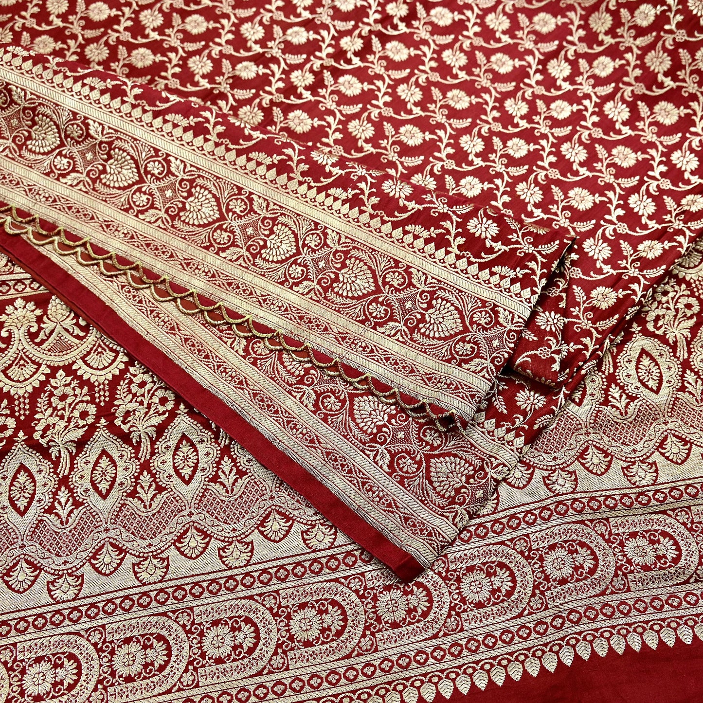 Indian Vintage Sari Maroon Heavy Wedding Pure Satin Silk Woven Banarasi Brocade Sarees Zari 5Yd Dress making Crafting Quilting
