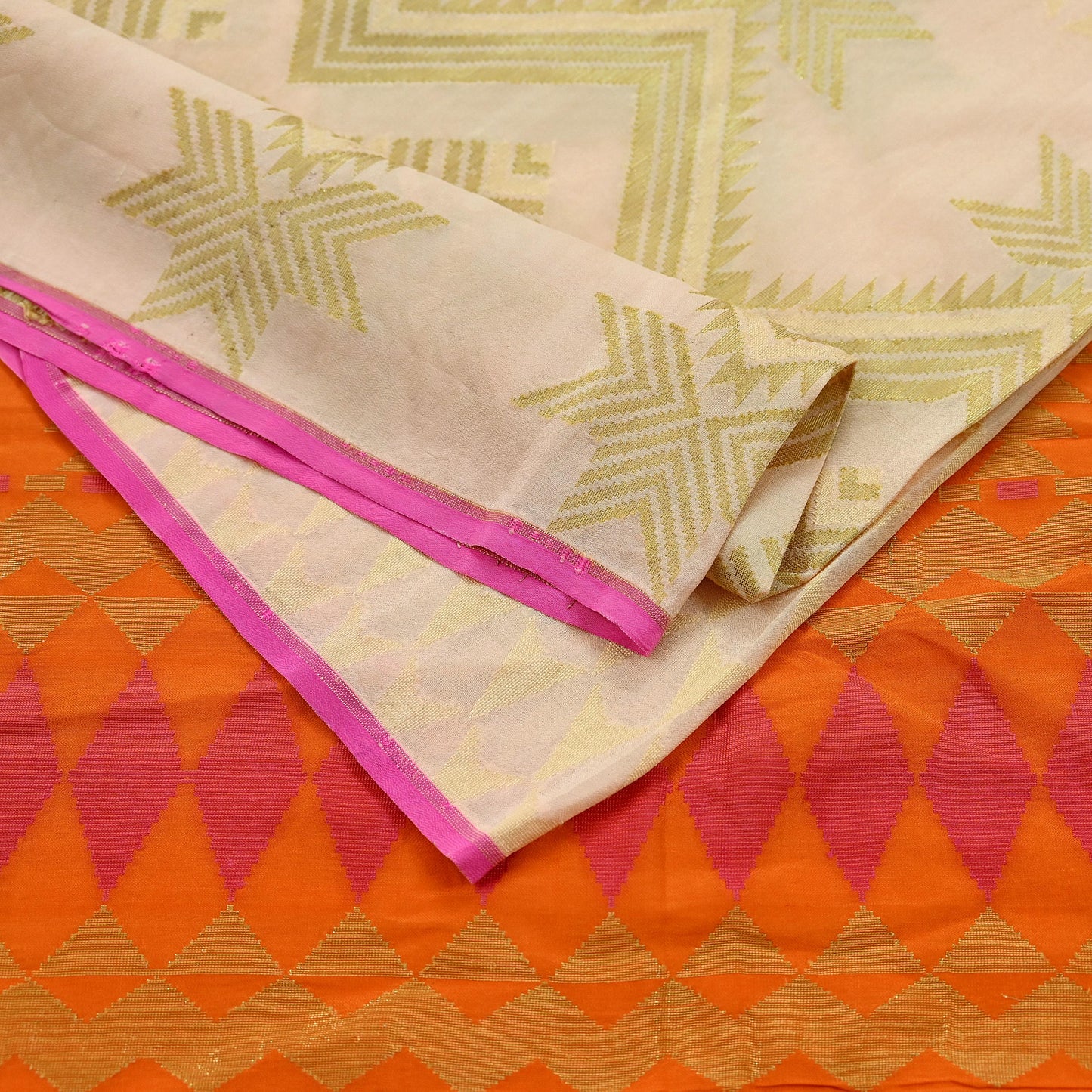 Indian Vintage Sari 100% Pure Silk Hand Woven Sarees Craft Fabric 5Yd Ethnic Sewing Upcycle dress Making Crafting Quilting Used Zari