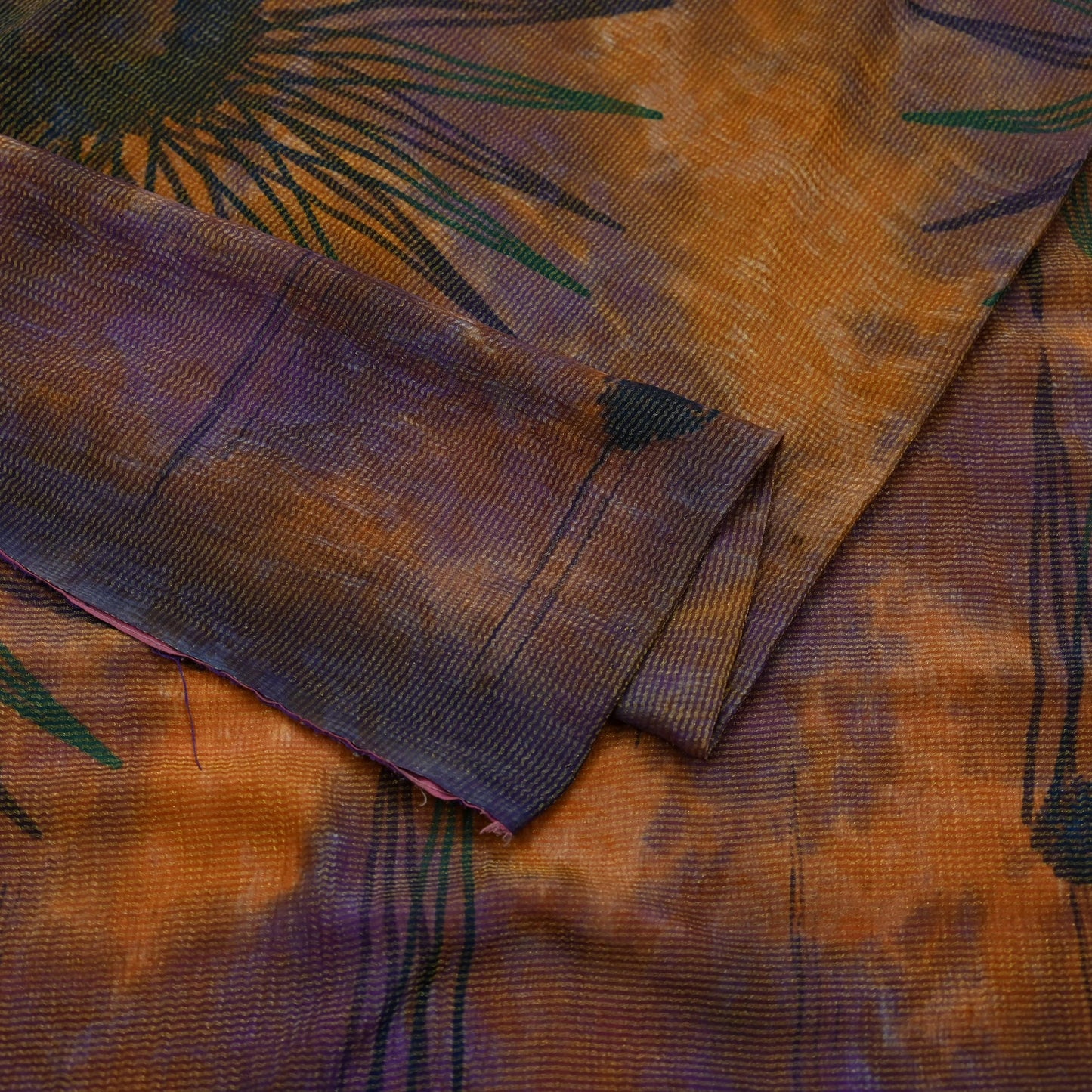 Indian Vintage Sari Pink Printed Pure Silk Sarees 5yd Sewing Craft Fabric Floral Dress Making Soft Quilting Crafting Upcycle Used