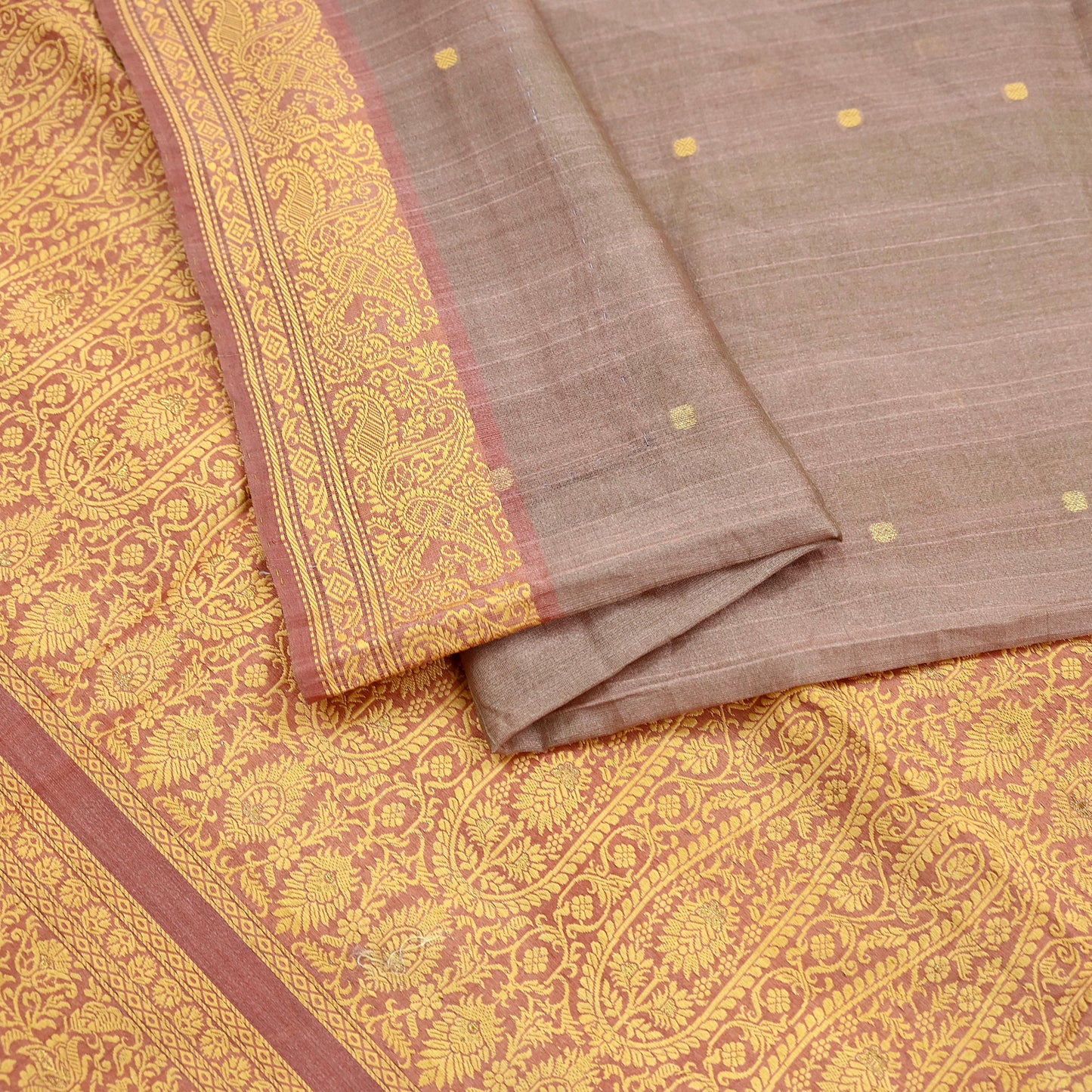 Indian Vintage Sari Brown 100% Pure Silk Hand Woven Sarees Craft Fabric 5Yd Ethnic Sewing Dress making Crafting Quilting Upcycle