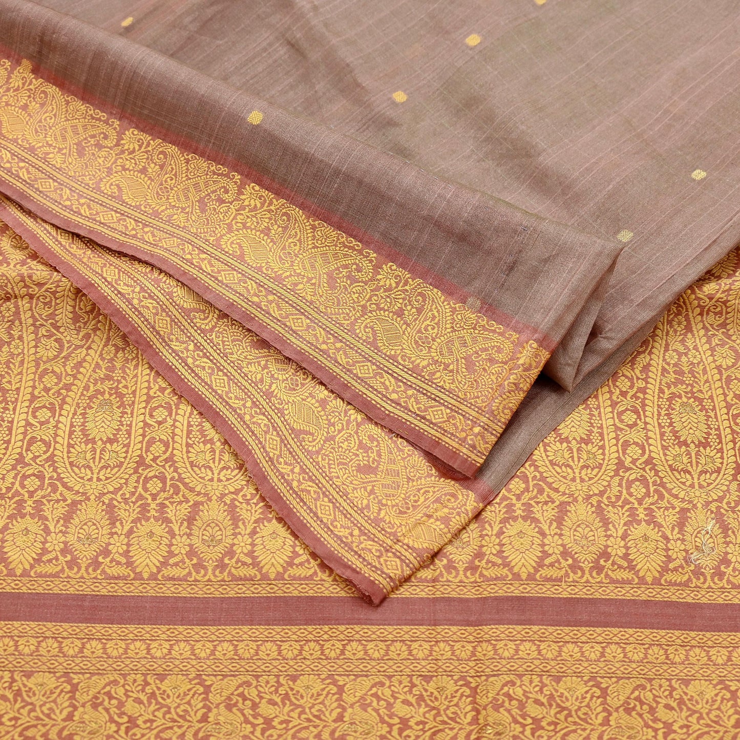 Indian Vintage Sari Brown 100% Pure Silk Hand Woven Sarees Craft Fabric 5Yd Ethnic Sewing Dress making Crafting Quilting Upcycle