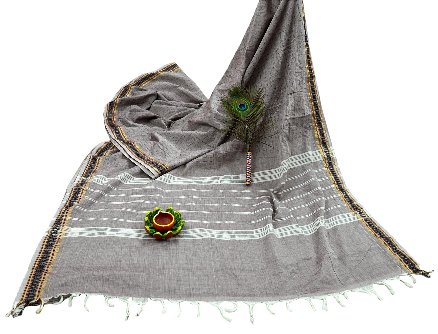 Indian Vintage Sari Pure Cotton Hand Woven Sarees Craft Fabric 5yd Ethnic Floral Crafting Upcycle Quilting Dress Making Quilting
