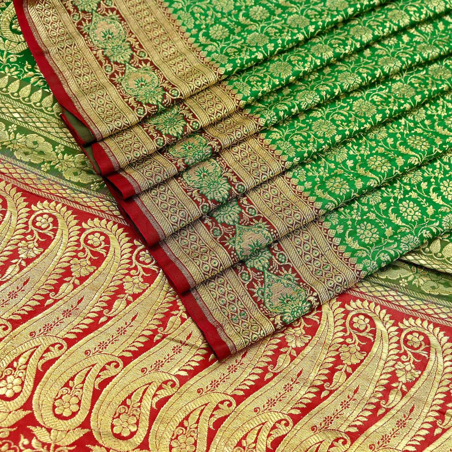 Indian Vintage Sari Heavy Wedding Pure Satin Silk Woven Banarasi Brocade Saree Zari 5Yd Dress Making Craft Fabric Upcycle Crafting