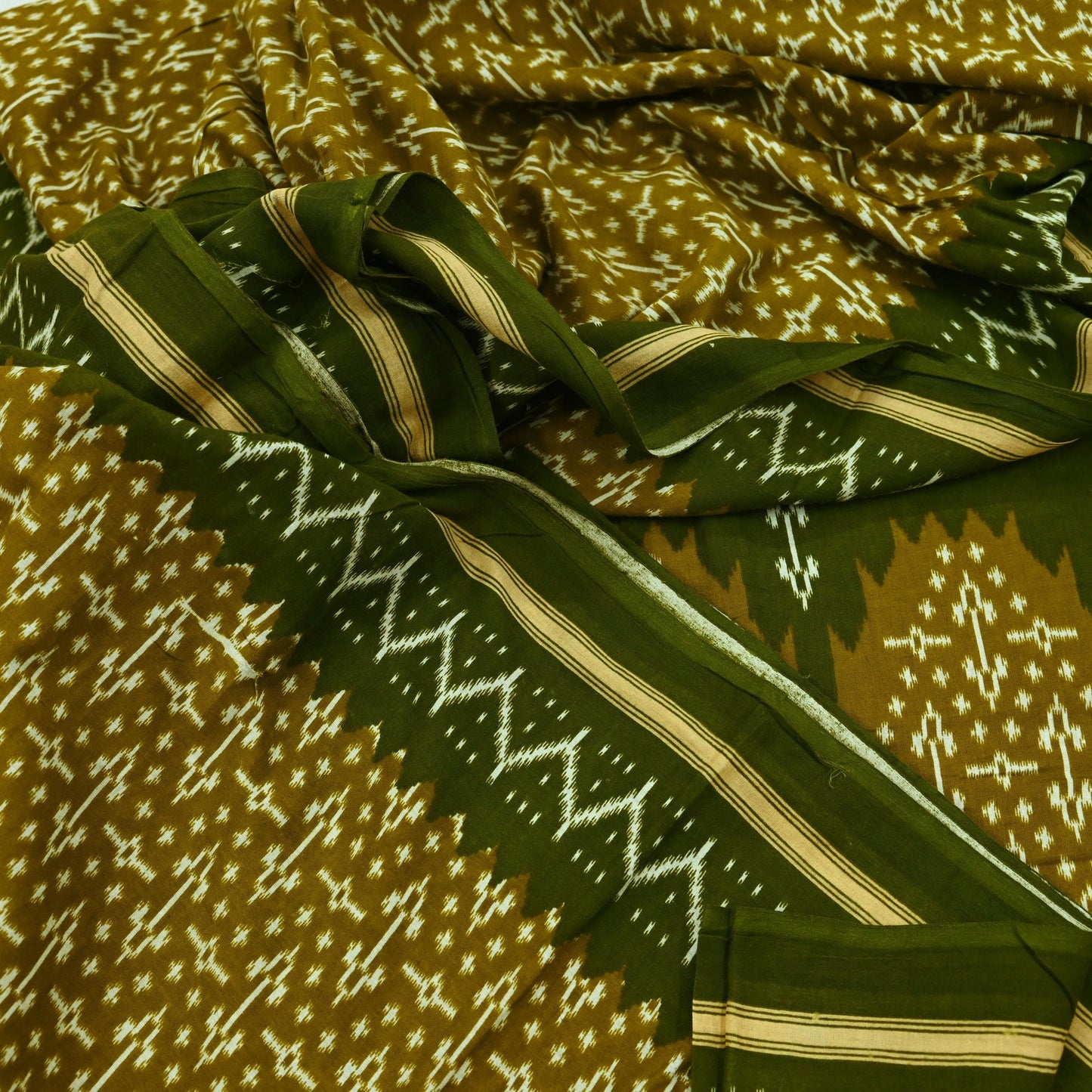 Indian Vintage Sari Green Printed Pure Cotton Saree Craft Fabric 5Yd Soft Sewing Sarong Wrap Boho Floral Dress making Crafting Quilting