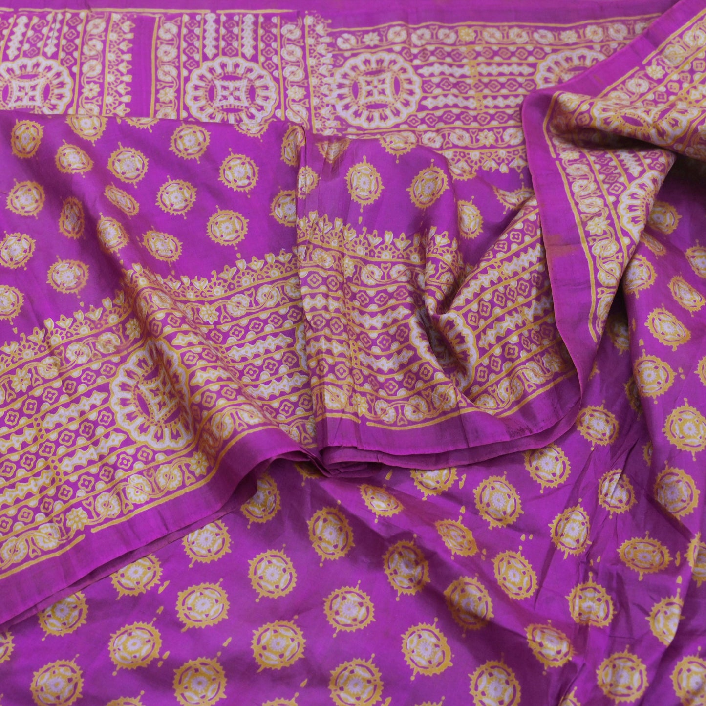 Indian Vintage Sari Purple 100% Pure Silk Printed Saree Fabric 5yd Sewing Craft Fabric DressMaking Soft Wrap Quilting Crafting Upcycle