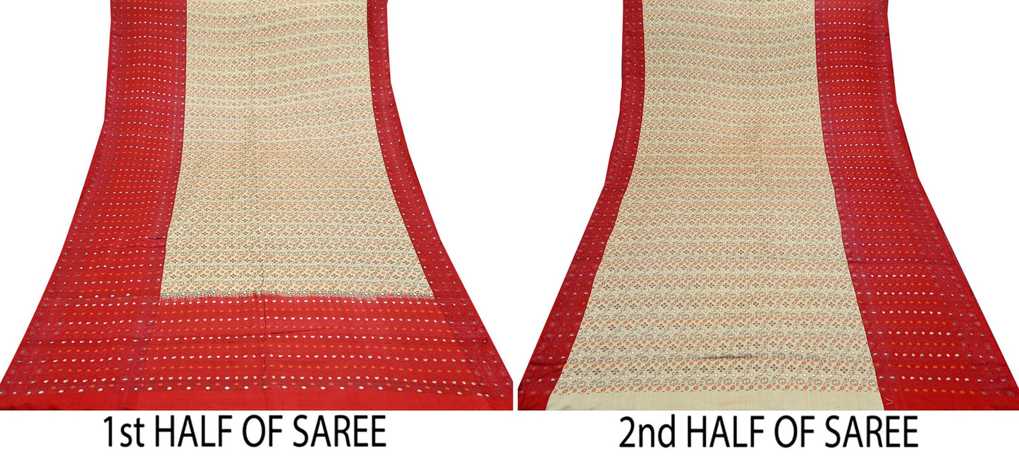 Indian Vintage Sari Heavy Wedding Pure Satin Silk Woven Banarasi Tanchoi Saree 5Yd Ethnic Craft Fabric Upcycle Bridal Heavy Sarees