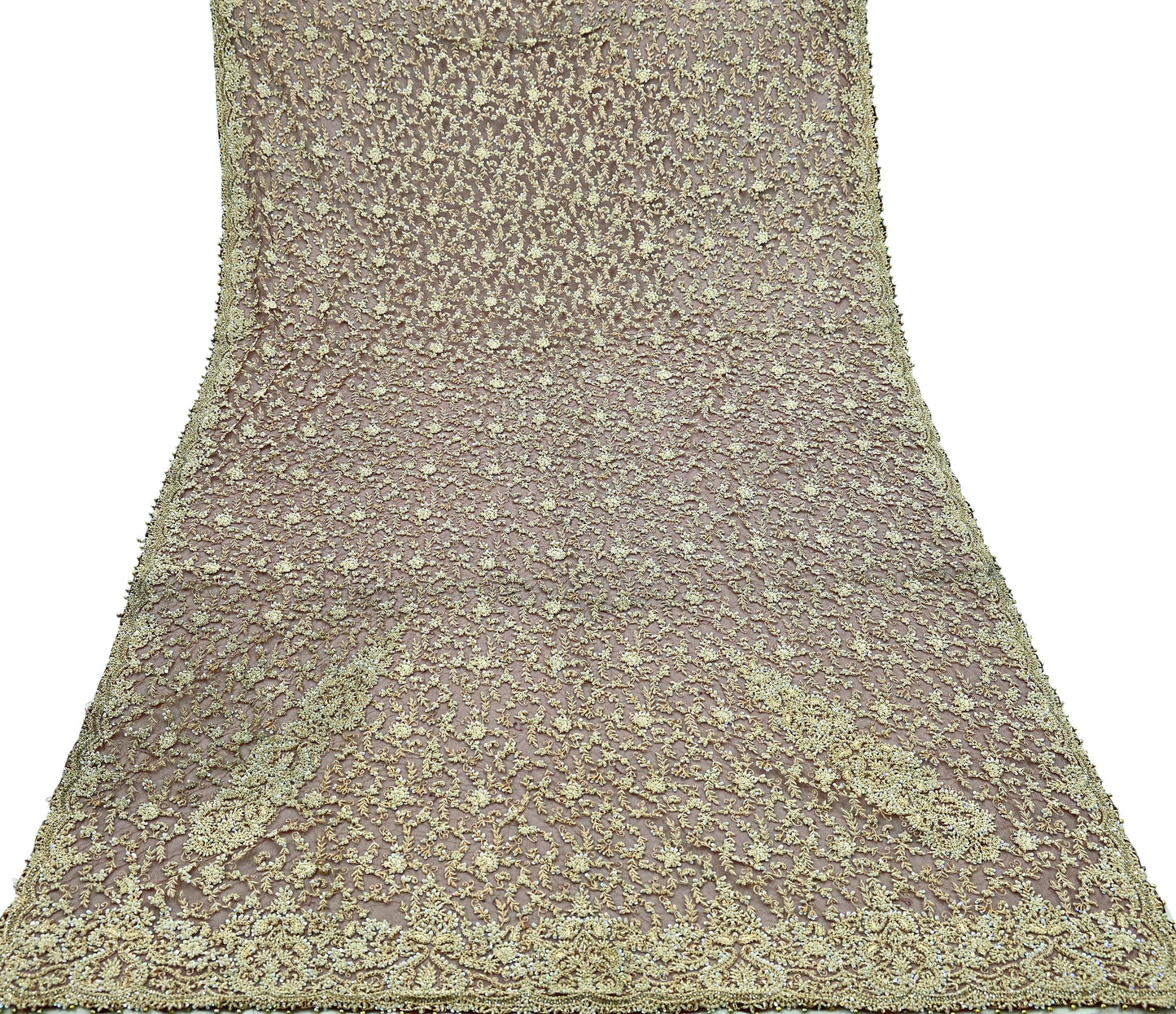 Indian Vintage Heavy Wedding Maroon Dupatta Net Mesh Long Stole Hand Embroidered Scarves Golden Zardozi Zari Sequins Dridal Veil Hijab