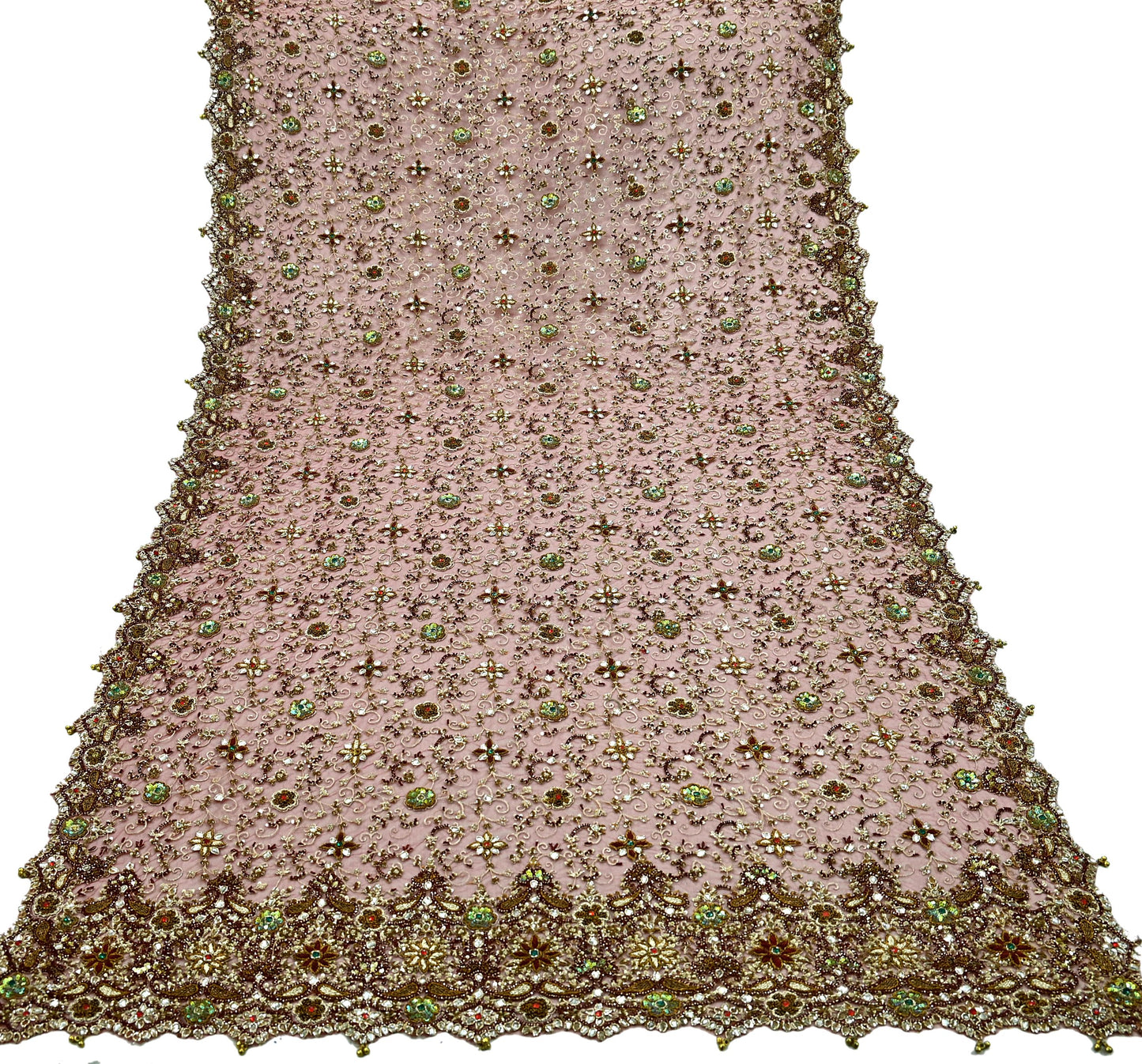 Indian Vintage Heavy Wedding Maroon Dupatta Net Mesh Long Stole Hand Embroidered Scarves Golden Zardozi Zari Sequins Dridal Veil Hijab