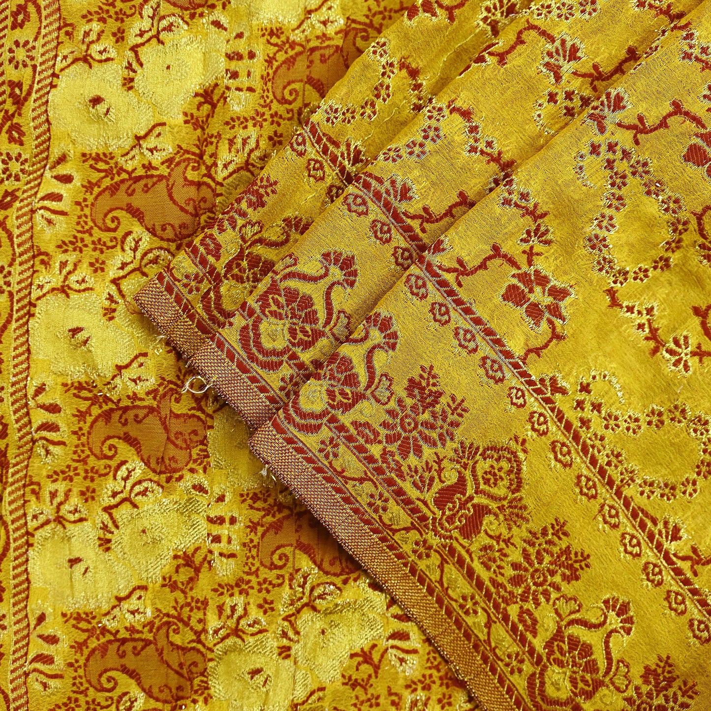 Indian Vintage Yellow Dupatta Long Stole Pure Georgette Silk Hand Woven Scarves Veil Scarf Wrap Hippie Boho Soft