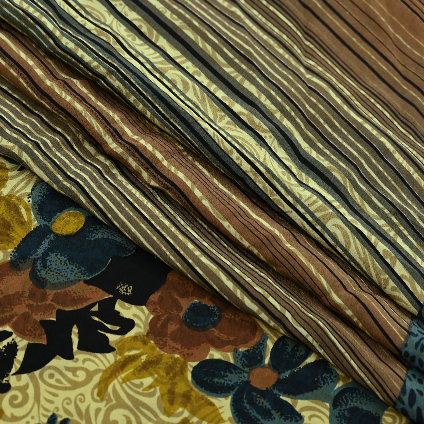 Indian Vintage Multi Saree Pure Crepe Silk Printed Sari Craft Fabric 5yd Sewing Floral Soft Craft Fabric Wrap Crafting Quilting Upcycle