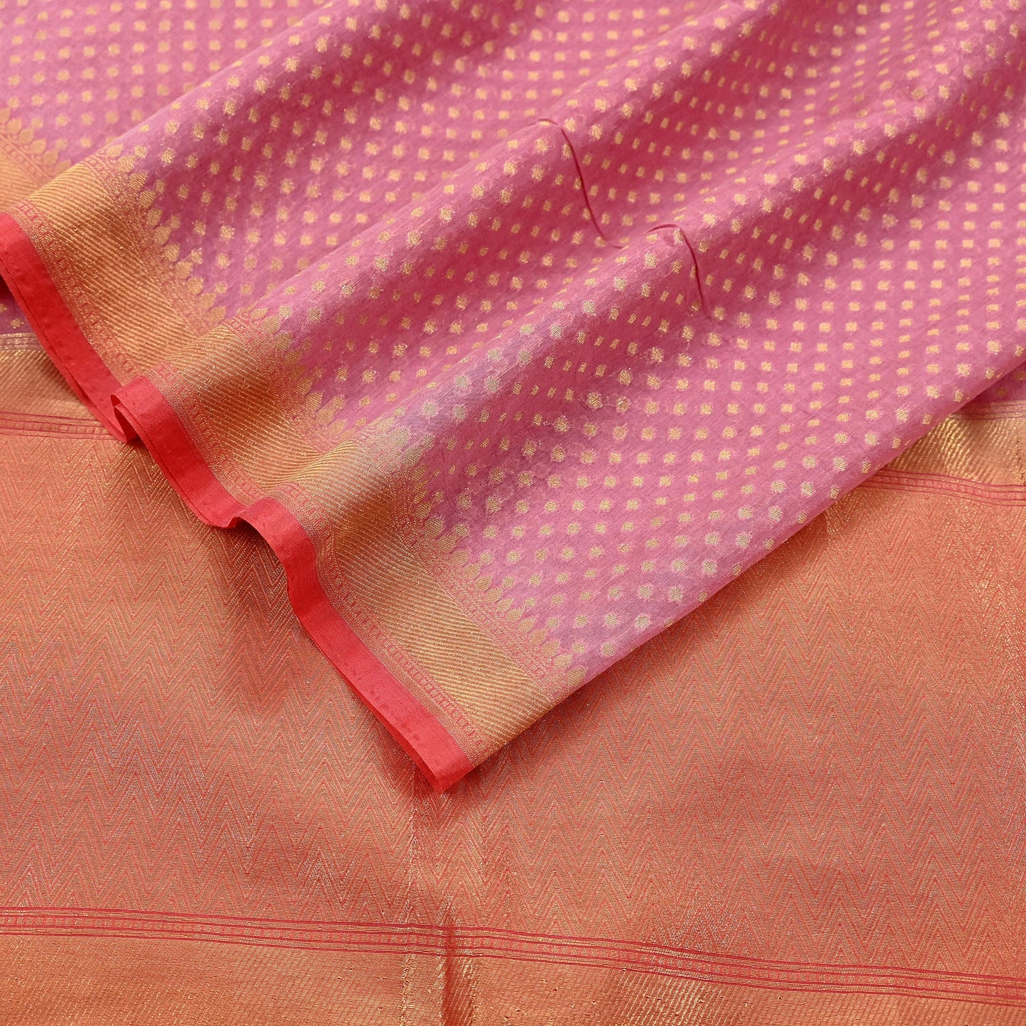 Indian Vintage Peach & Pink Dupatta Long Stole Art Silk Woven Brocade Scarves Veil Scarf Wrap Hippie Boho Soft Floral Fringes