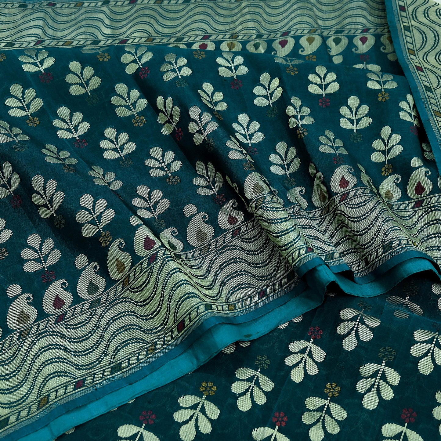 Indian Vintage Heavy Blue Saree Pure Silk Hand Woven Sari Craft Fabric 5Yd Sewing Soft Ethnic Dress Making Wedding Sari Zari