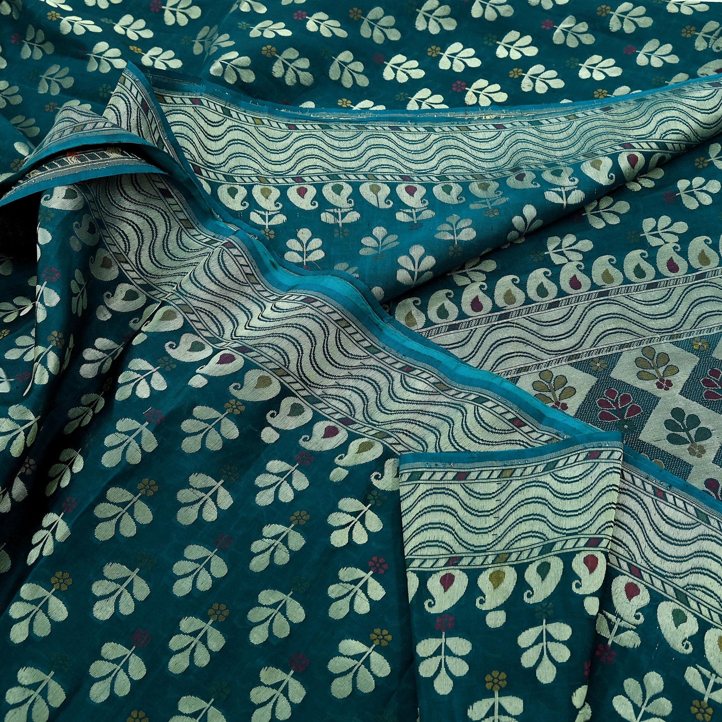 Indian Vintage Heavy Blue Saree Pure Silk Hand Woven Sari Craft Fabric 5Yd Sewing Soft Ethnic Dress Making Wedding Sari Zari