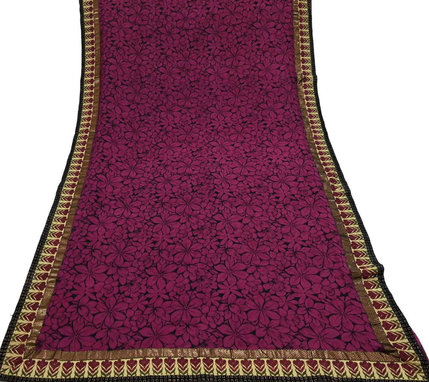 Women Vintage Sari 100% Pure Georgette Silk Printed Saree Craft Fabric Sewing 5Yd Soft Sari Dress Making Upcycle Quilting Crafting