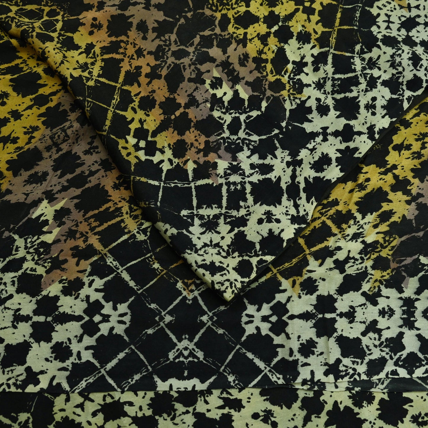Indian Vintage Sari Black 100% Pure Silk Printed Saree Fabric 5yd Sewing Craft Fabric Dress Making Soft Floral Abstract Quilting Crafting