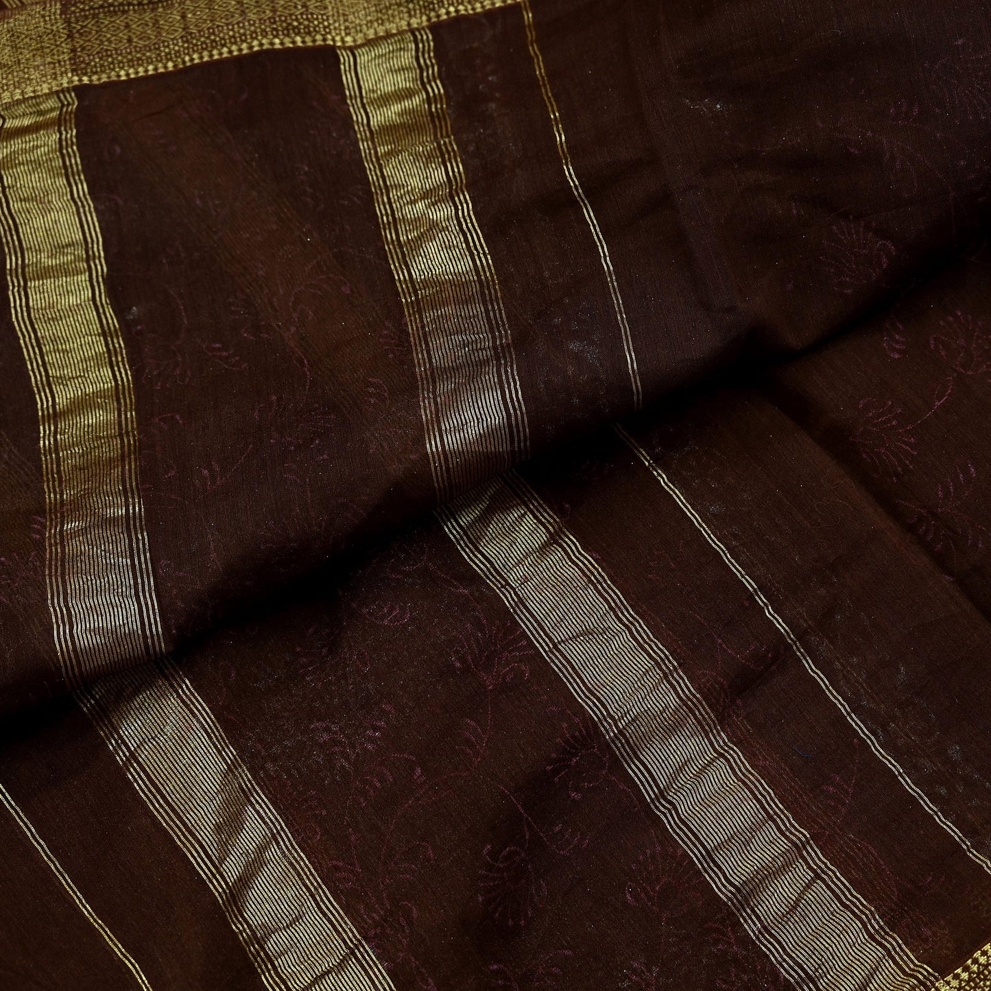 Indian Vintage Dupatta Brown Long Stole Hand Woven Pure Chanderi Silk Scarves Veil Zari Soft Fringes Scarf Wrap Boho